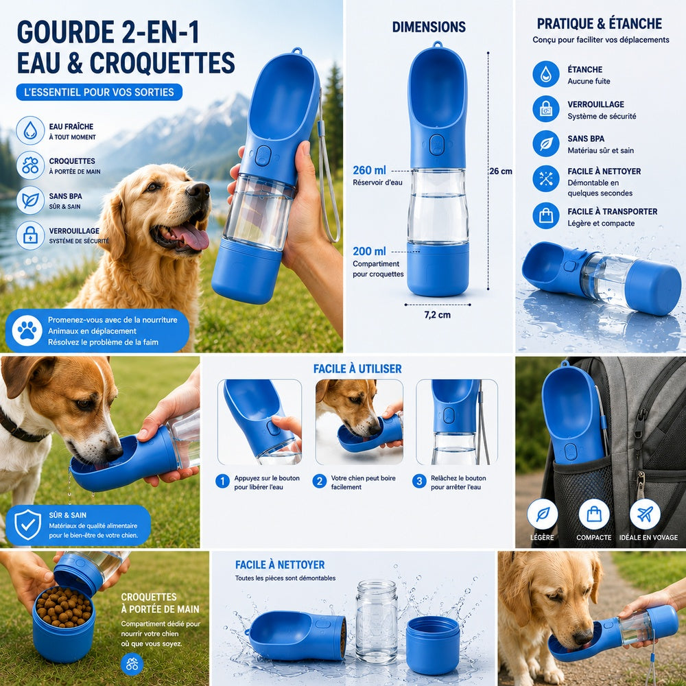 Gourde de voyage 2-en-1